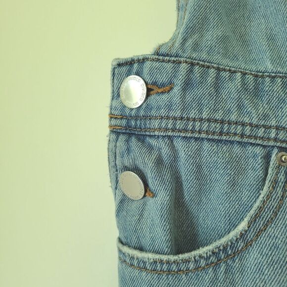 H&M Divided Denim Overall Dress Raw Hem 6 Light Wash Cotton - Picture 2 of 5